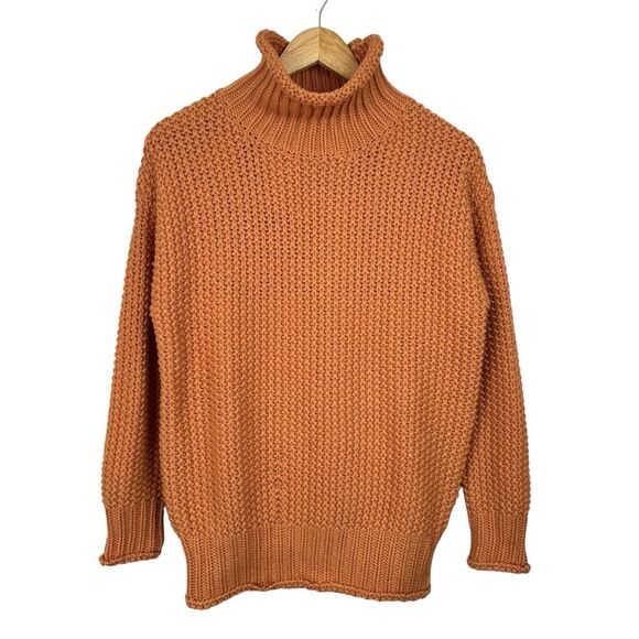 Molly Bracken Sweaters - Molly Bracken Turtleneck Sweater Womens XS/S Orange Chunky Knit Preppy NWT